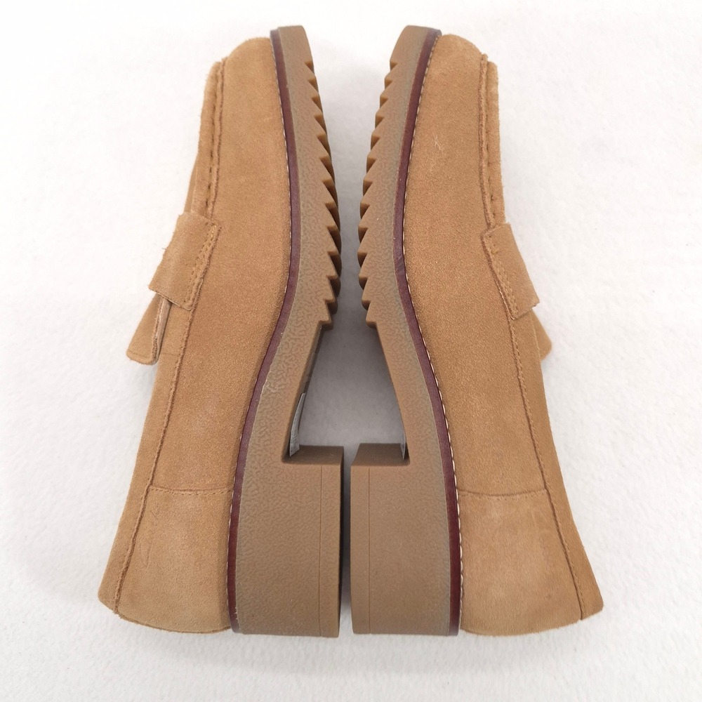 Clarks Orianna W Suede Penny Loafers Tan 8.5 Preppy Academic Chunky Platform Lug - Picture 7 of 11